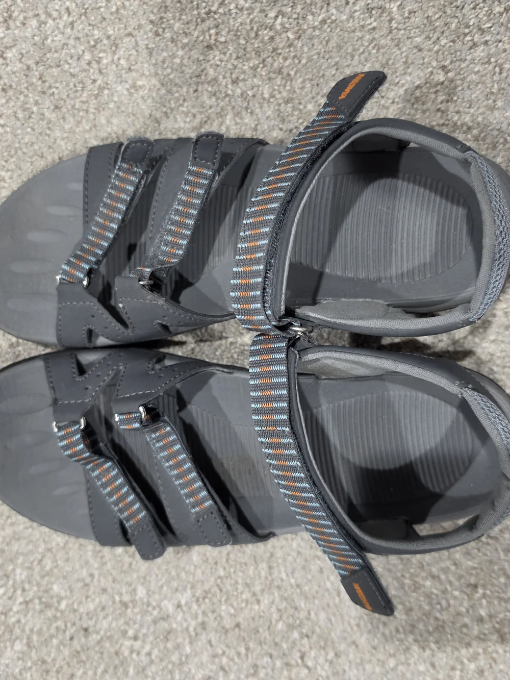 Womens Grey Outdoor Sandals with Striped Webbing